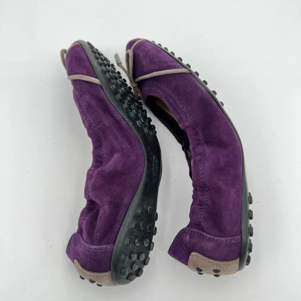 TOD'S | Suede Plain Leather Ballet Flat Shoes Women’s size 6 Purple Comfort $495